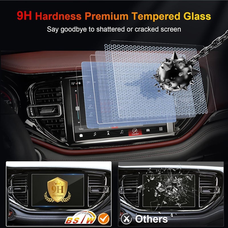 BSTW Screen Protector for 2021-2025 Dodge Durango SRT Hellcat Uconnect 5 Nav 10.1-Inch Touchscreen Tempered Glass Protective Film - Image 4